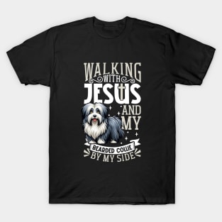 Jesus and dog - Bearded Collie T-Shirt